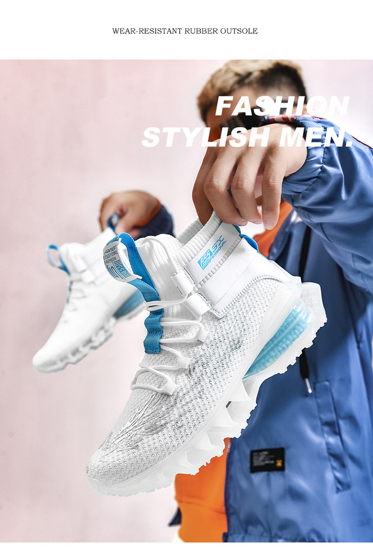 Autumn and Winter Universal White Front Lace-up Men's Solid Color round Toe High-Top Flat Heel Black Daily Men's Shoes