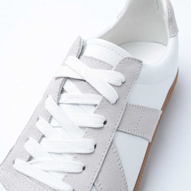2021 Autumn and Winter German Training Shoes Women&#039;s All-Real Cowhide Breathable Flat Heel Minimalism Casual White Shoes Couple Sneakers
