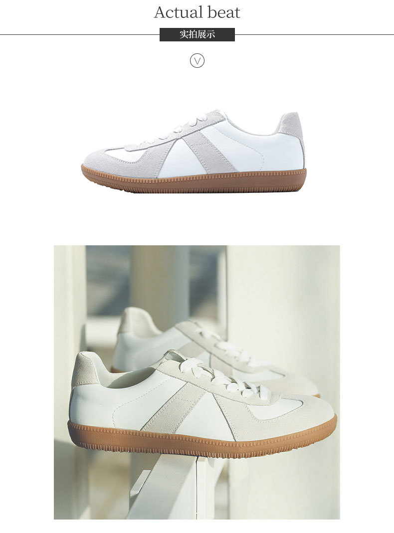 2021 Autumn and Winter German Training Shoes Women's All-Real Cowhide Breathable Flat Heel Minimalism Casual White Shoes Couple Sneakers
