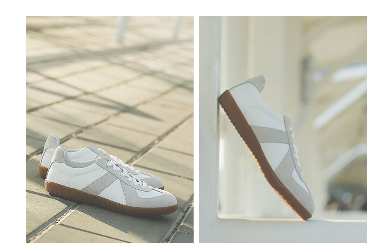 2021 Autumn and Winter German Training Shoes Women's All-Real Cowhide Breathable Flat Heel Minimalism Casual White Shoes Couple Sneakers