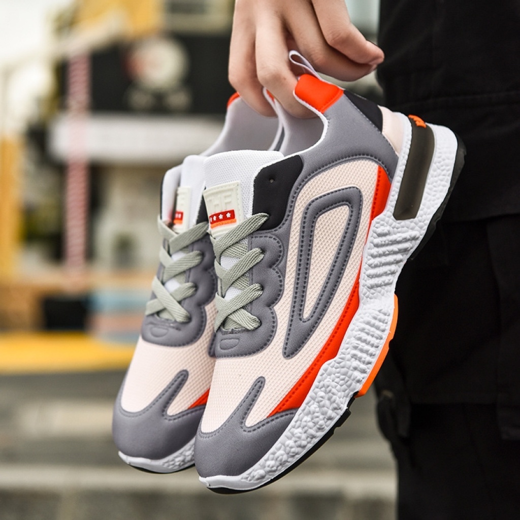 Autumn and Winter Flat Heel Color Matching Low Shoes Gray round Head Men's Front Lace-up Sneakers Trendy New Sports Shoes New Autumn and Winter Flat Heel Color Matching Low Shoes Gray round Head Men's Front Lace-up Sneakers Trendy New Sports Shoes New