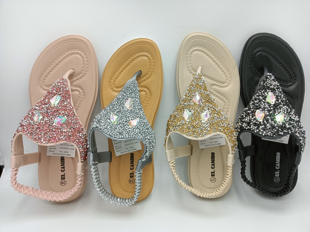 Internet Hot Sandals Women's Rhinestone Flat Wedge Heel New Flip-Flops Versatile Roman Style Summer Beach Shoes Flip-Flops Shoes