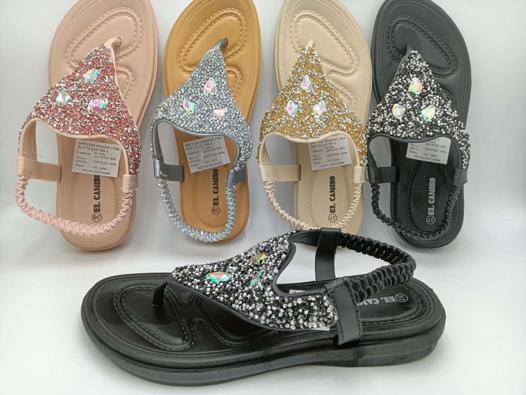 Internet Hot Sandals Women's Rhinestone Flat Wedge Heel New Flip-Flops Versatile Roman Style Summer Beach Shoes Flip-Flops Shoes