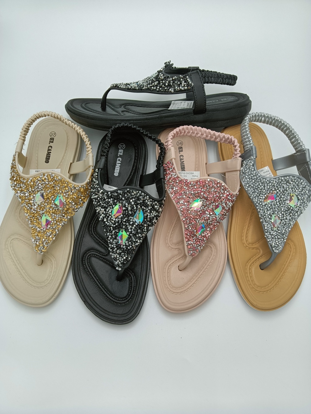 Internet Hot Sandals Women's Rhinestone Flat Wedge Heel New Flip-Flops Versatile Roman Style Summer Beach Shoes Flip-Flops Shoes