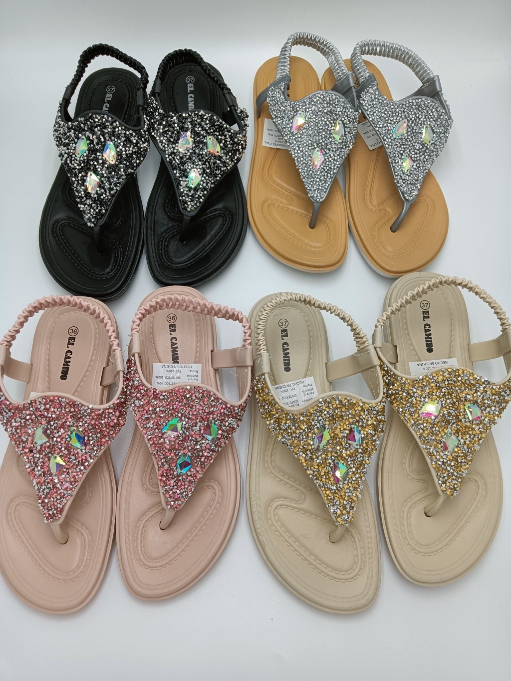 Internet Hot Sandals Women's Rhinestone Flat Wedge Heel New Flip-Flops Versatile Roman Style Summer Beach Shoes Flip-Flops Shoes