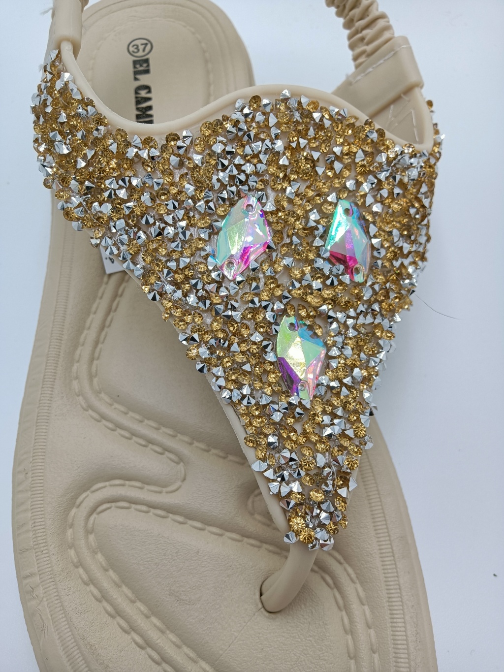 Internet Hot Sandals Women's Rhinestone Flat Wedge Heel New Flip-Flops Versatile Roman Style Summer Beach Shoes Flip-Flops Shoes