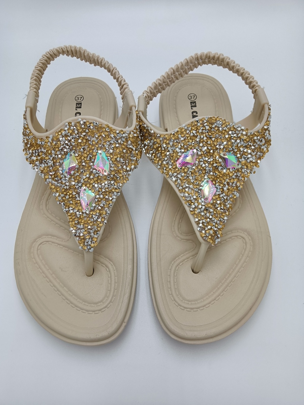 Internet Hot Sandals Women's Rhinestone Flat Wedge Heel New Flip-Flops Versatile Roman Style Summer Beach Shoes Flip-Flops Shoes
