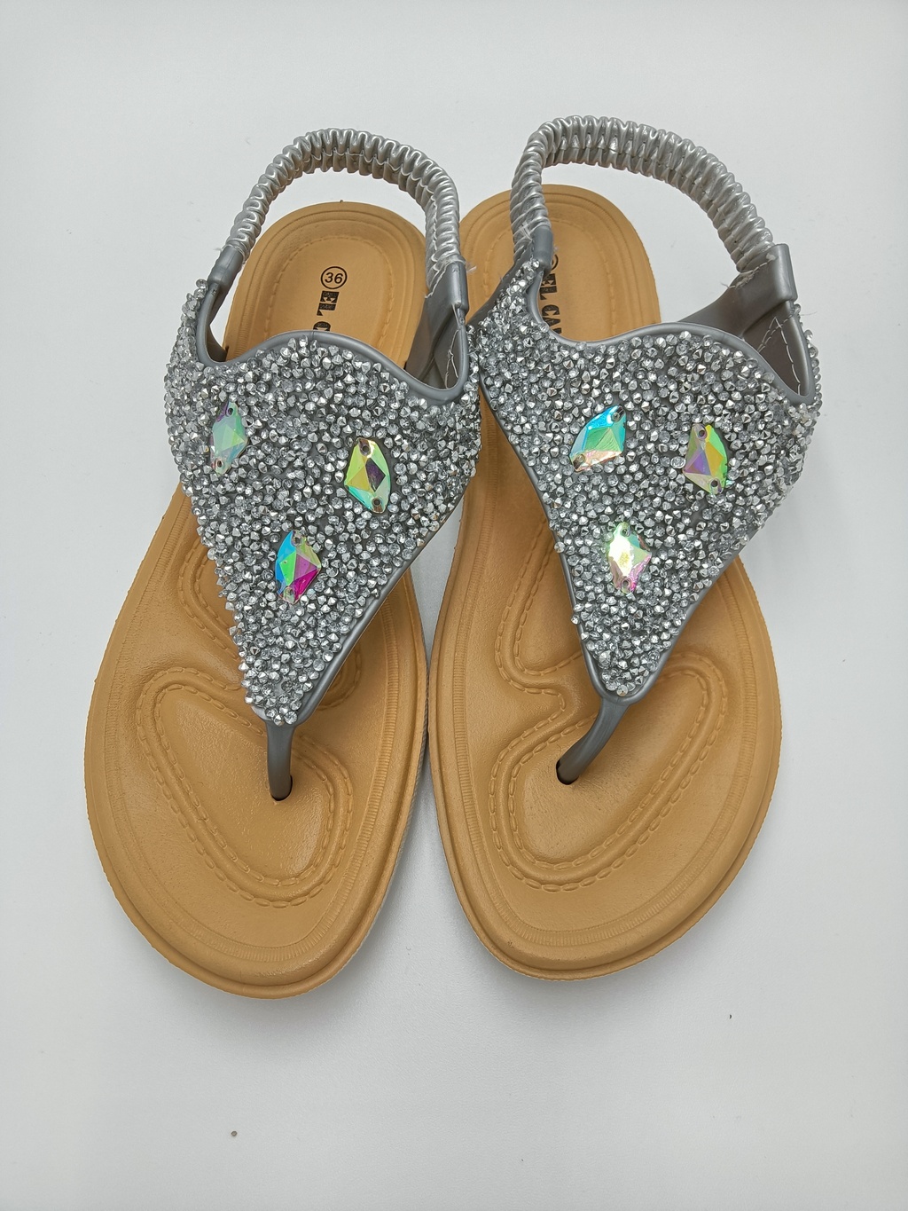 Internet Hot Sandals Women's Rhinestone Flat Wedge Heel New Flip-Flops Versatile Roman Style Summer Beach Shoes Flip-Flops Shoes