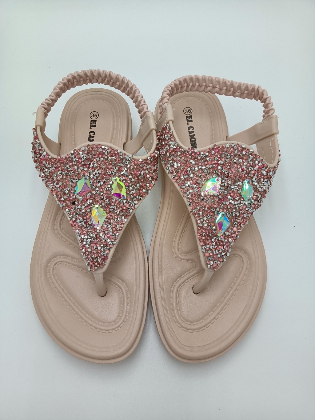 Internet Hot Sandals Women's Rhinestone Flat Wedge Heel New Flip-Flops Versatile Roman Style Summer Beach Shoes Flip-Flops Shoes