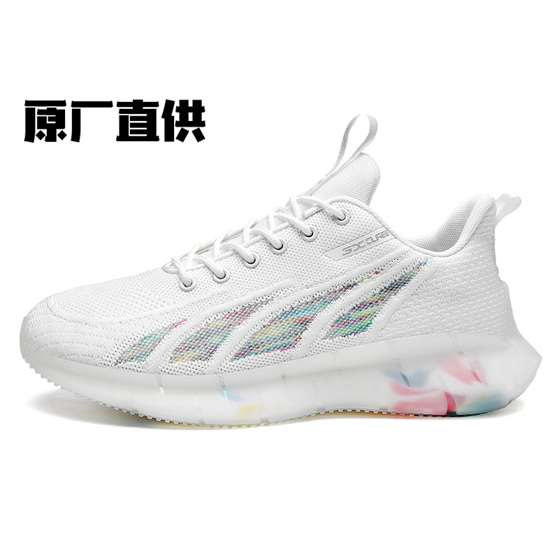Autumn Flat Heel Low Top Front Lace-up White round Head Universal Women&#039;s Daily Lightning Solid Color Men&#039;s Shoes
