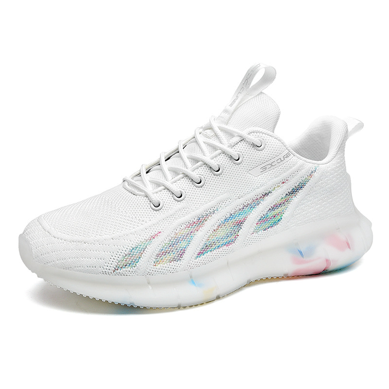 Autumn Flat Heel Low Top Front Lace-up White round Head Universal Women&#039;s Daily Lightning Solid Color Men&#039;s Shoes