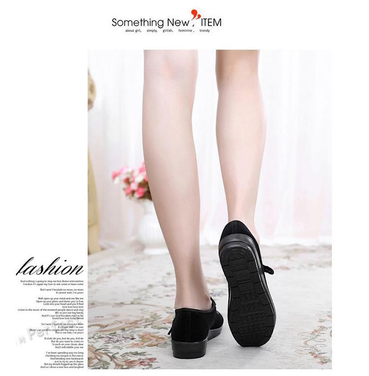 Beijing Cloth Shoes Women's Work Shoes Soft Bottom Hotel Black Cloth Shoes Flat Heel Square Dancing Shoes Flat Mom Shoes
