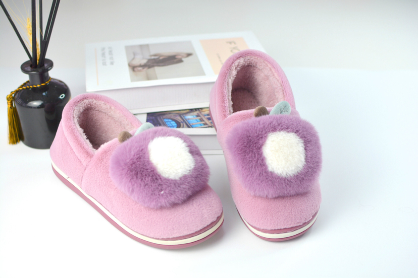 Winter Warm Cotton Shoes Super Soft Velvet Flat Heel TPR Fashion Apple Cute Slippers Cotton Slippers