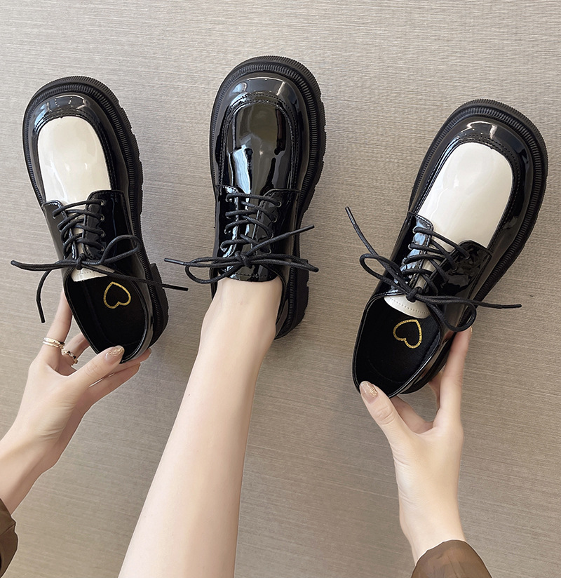 Round Head Thick Bottom Loafers Women&#039;s New British Style Retro Chunky Heel Small Leather Shoes Casual Flat Shoes Women&#039;s Shoes