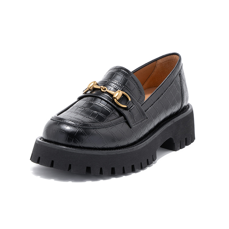 British Uniform Small Leather Shoes for Women 2021 Autumn New Flat Heel Leisure Pumps Women&#039;s First Layer Cowhide Platform Loafers