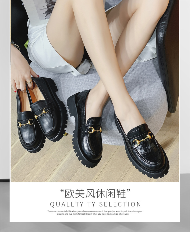 British Uniform Small Leather Shoes for Women 2021 Autumn New Flat Heel Leisure Pumps Women's First Layer Cowhide Platform Loafers British Uniform Small Leather Shoes for Women 2021 Autumn New Flat Heel Leisure Pumps Women's First Layer Cowhide Platform Loafers