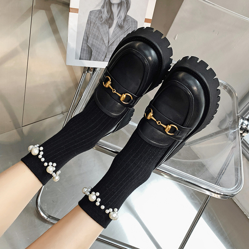 British Uniform Small Leather Shoes for Women 2021 Autumn New Flat Heel Leisure Pumps Women&#039;s First Layer Cowhide Platform Loafers