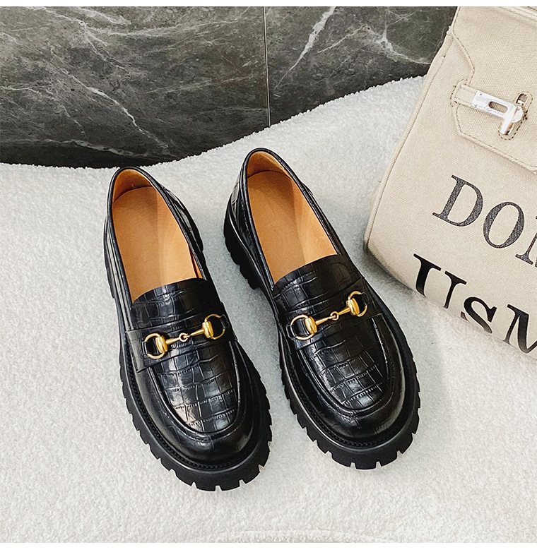 British Uniform Small Leather Shoes for Women 2021 Autumn New Flat Heel Leisure Pumps Women's First Layer Cowhide Platform Loafers British Uniform Small Leather Shoes for Women 2021 Autumn New Flat Heel Leisure Pumps Women's First Layer Cowhide Platform Loafers
