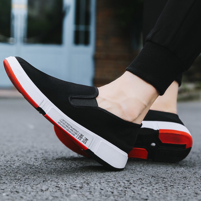 Fashion Low Top Casual Men&#039;s Shoes Light Canvas Shallow Mouth No Lace-up Shoes Comfortable Breathable Flat Heel Xiangjin Shoes