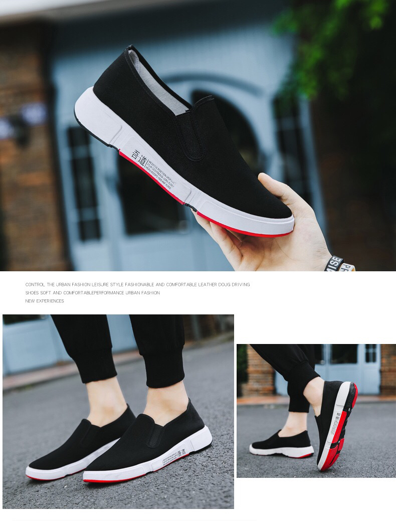 Fashion Low Top Casual Men's Shoes Light Canvas Shallow Mouth No Lace-up Shoes Comfortable Breathable Flat Heel Xiangjin Shoes