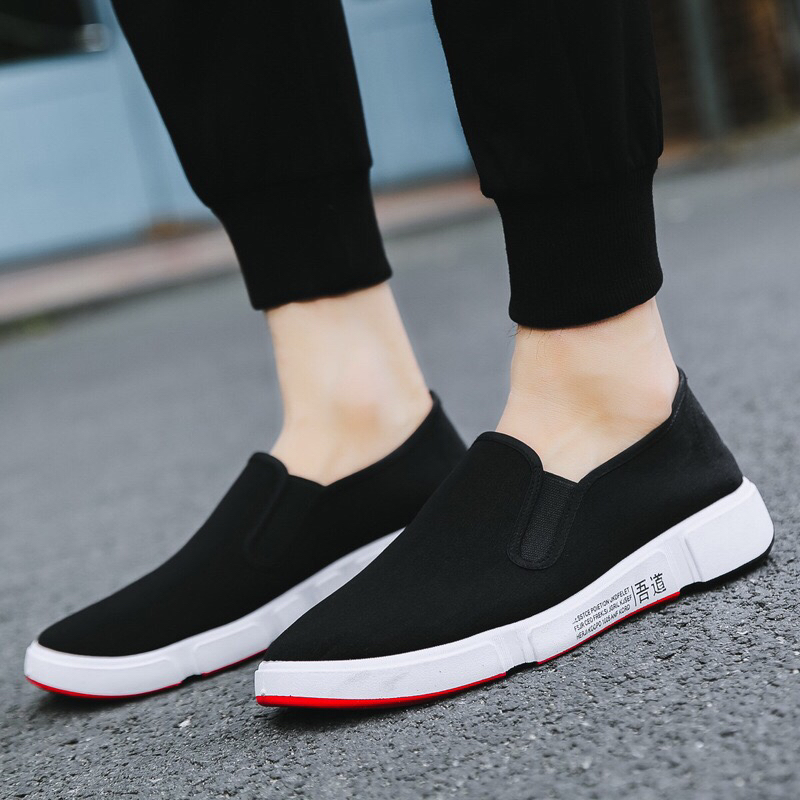 Fashion Low Top Casual Men's Shoes Light Canvas Shallow Mouth No Lace-up Shoes Comfortable Breathable Flat Heel Xiangjin Shoes