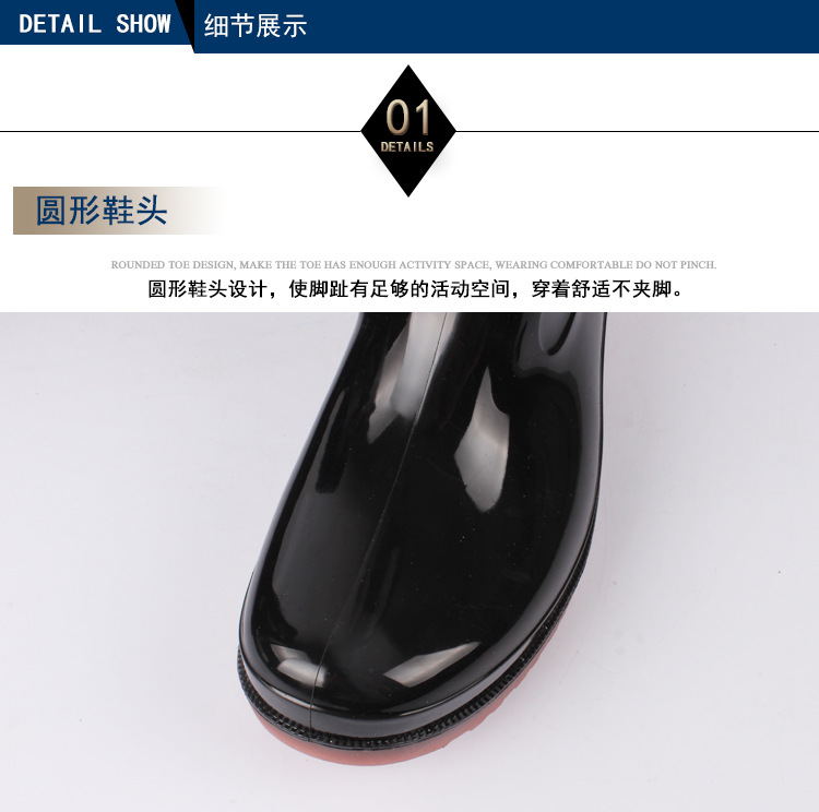 The new style of men's water shoes, high barrel PVC flat bottom, low heel, simple men's rain shoes, fashion rain shoes, rain boots