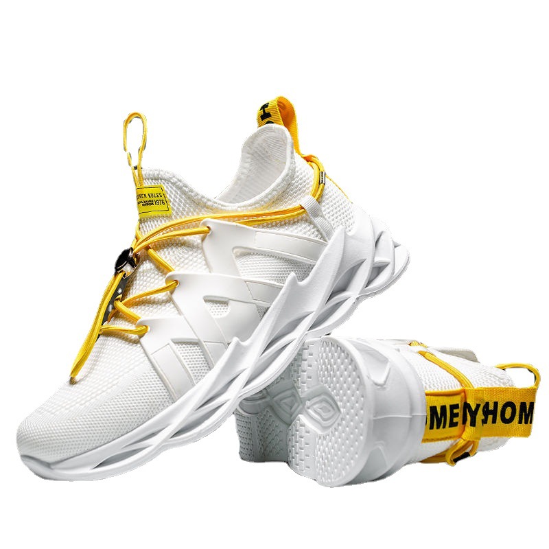 22 New Foreign Trade Supply Trend Wild Candy Color Flying Woven Sports Shoes Fashionable Breathable Casual Shoes Men&#039;s Shoes