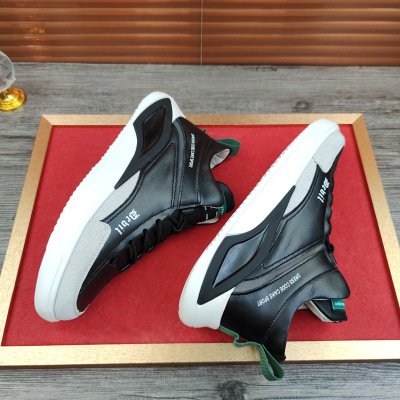 European Station Real Shot Leather Men&#039;s Shoes All-Match Mid-Top Casual Sneakers Height Increasing Insole Autumn and Winter Korean Sports Shoes Soft Leather