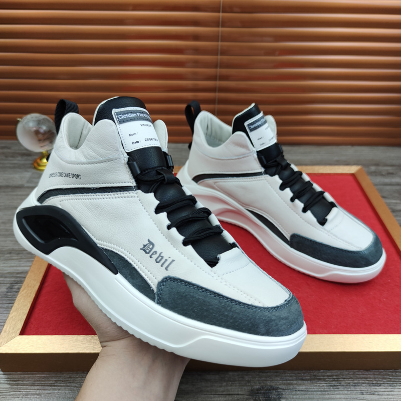 European Station Real Shot Leather Men's Shoes All-Match Mid-Top Casual Sneakers Height Increasing Insole Autumn and Winter Korean Sports Shoes Soft Leather European Station Real Shot Leather Men's Shoes All-Match Mid-Top Casual Sneakers Height Increasing Insole Autumn and Winter Korean Sports Shoes Soft Leather