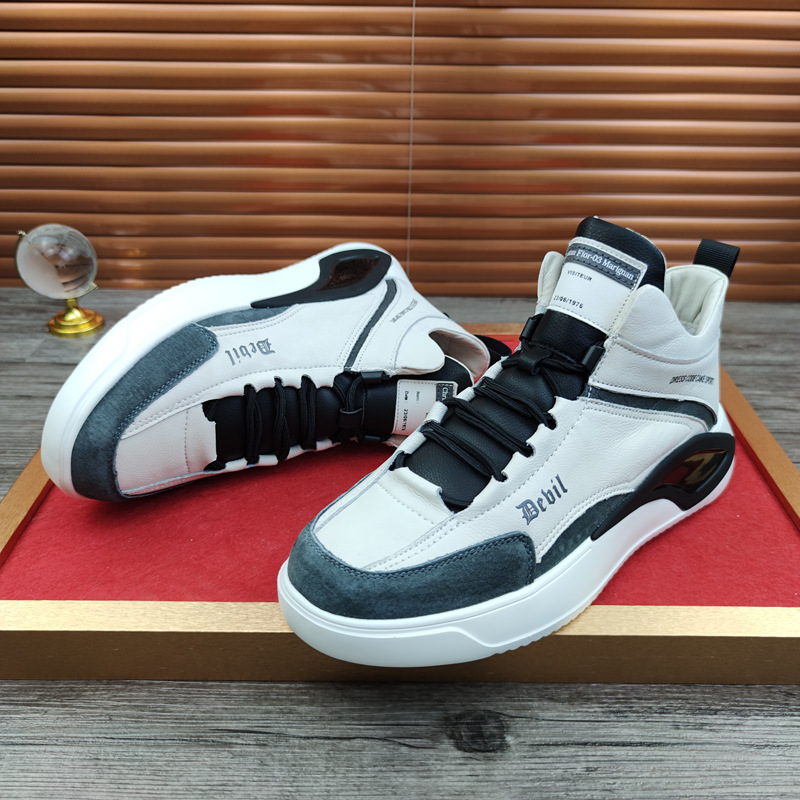 European Station Real Shot Leather Men's Shoes All-Match Mid-Top Casual Sneakers Height Increasing Insole Autumn and Winter Korean Sports Shoes Soft Leather European Station Real Shot Leather Men's Shoes All-Match Mid-Top Casual Sneakers Height Increasing Insole Autumn and Winter Korean Sports Shoes Soft Leather