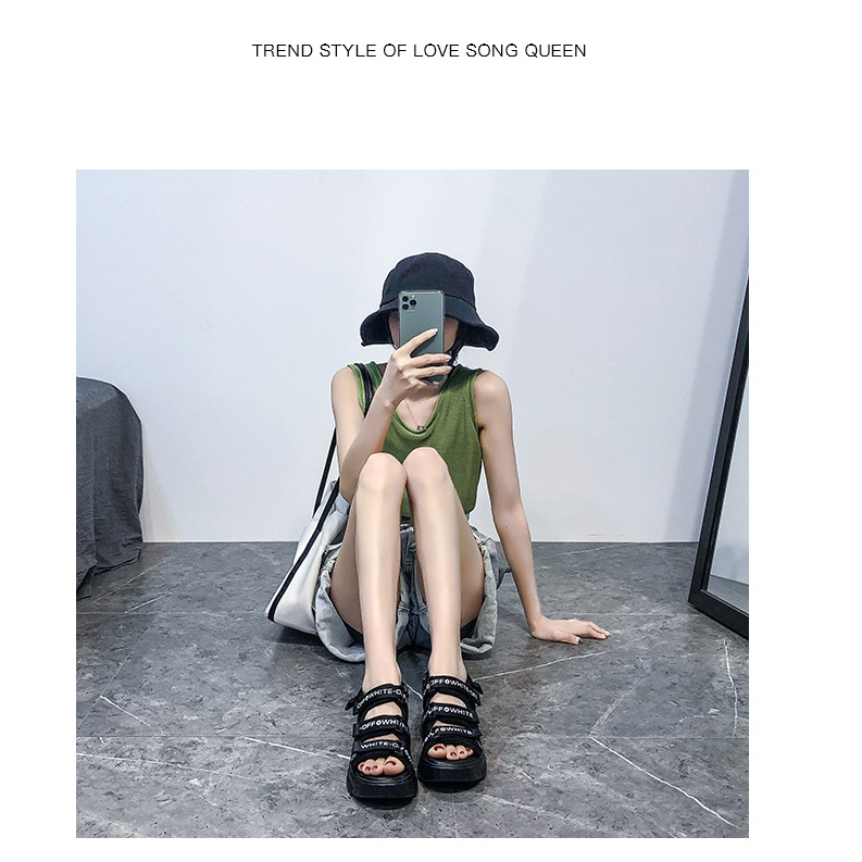 2020 Summer New Sandals Women's Korean-Style Platform Letter Fashion Casual Beach Shoes Women's Flat Heel Fairy Style Women's Shoes 2020 Summer New Sandals Women's Korean-Style Platform Letter Fashion Casual Beach Shoes Women's Flat Heel Fairy Style Women's Shoes