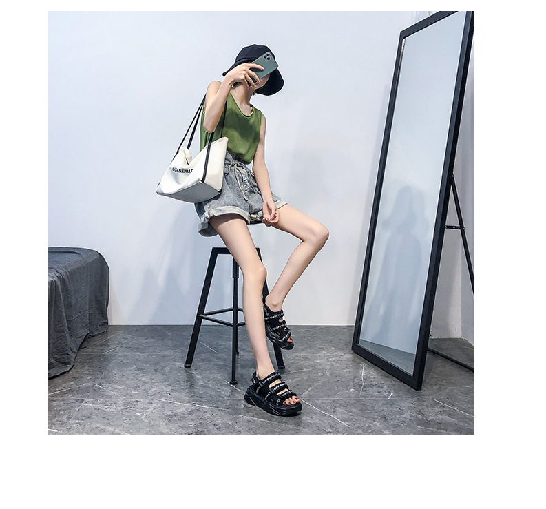 2020 Summer New Sandals Women's Korean-Style Platform Letter Fashion Casual Beach Shoes Women's Flat Heel Fairy Style Women's Shoes 2020 Summer New Sandals Women's Korean-Style Platform Letter Fashion Casual Beach Shoes Women's Flat Heel Fairy Style Women's Shoes
