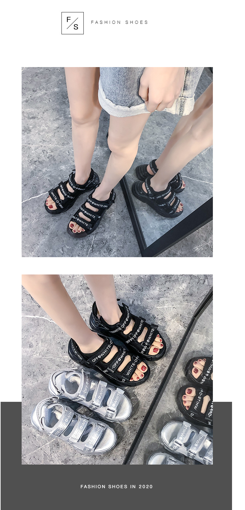 2020 Summer New Sandals Women's Korean-Style Platform Letter Fashion Casual Beach Shoes Women's Flat Heel Fairy Style Women's Shoes 2020 Summer New Sandals Women's Korean-Style Platform Letter Fashion Casual Beach Shoes Women's Flat Heel Fairy Style Women's Shoes