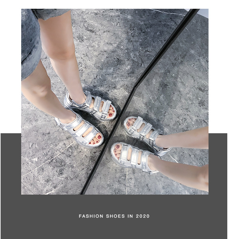 2020 Summer New Sandals Women's Korean-Style Platform Letter Fashion Casual Beach Shoes Women's Flat Heel Fairy Style Women's Shoes 2020 Summer New Sandals Women's Korean-Style Platform Letter Fashion Casual Beach Shoes Women's Flat Heel Fairy Style Women's Shoes