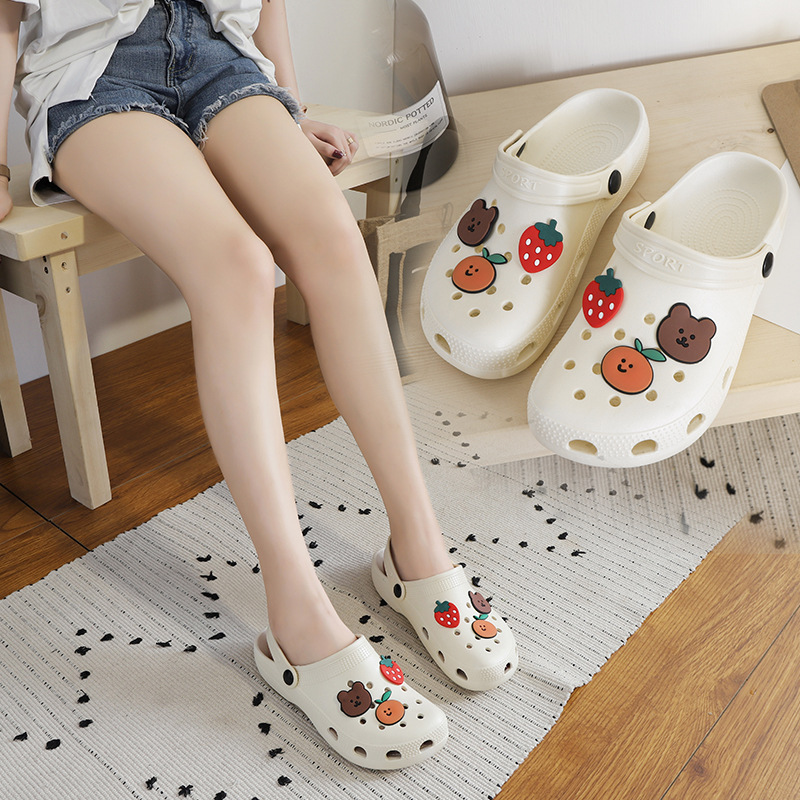 2022 New Summer Hollow out Shoes Women&#039;s Slippers Beach Shoes Flat Heel Hollow out Cartoon Breathable Closed Toe Women&#039;s Sandals