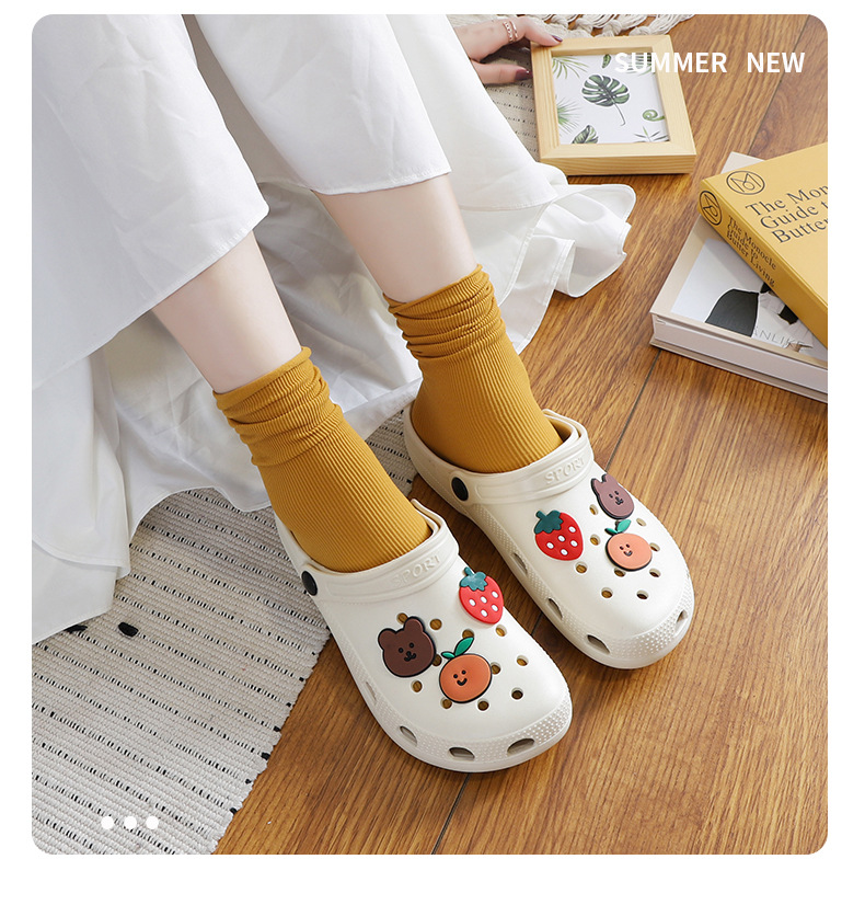 2022 New Summer Hollow out Shoes Women's Slippers Beach Shoes Flat Heel Hollow out Cartoon Breathable Closed Toe Women's Sandals