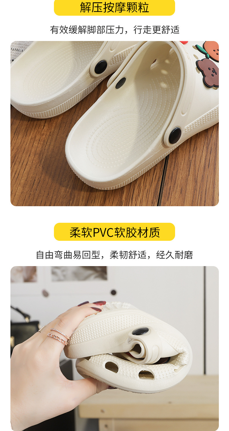 2022 New Summer Hollow out Shoes Women's Slippers Beach Shoes Flat Heel Hollow out Cartoon Breathable Closed Toe Women's Sandals