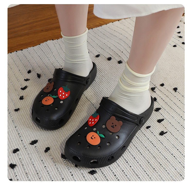 2022 New Summer Hollow out Shoes Women's Slippers Beach Shoes Flat Heel Hollow out Cartoon Breathable Closed Toe Women's Sandals