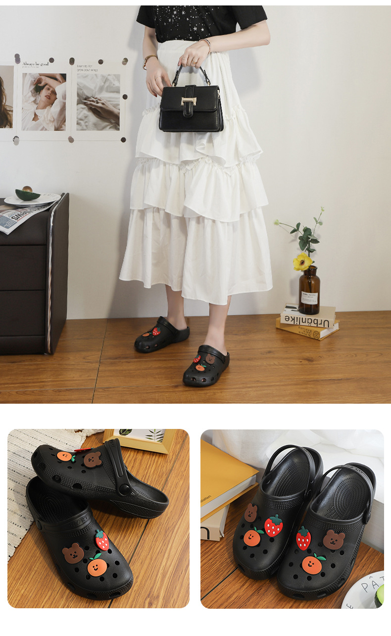 2022 New Summer Hollow out Shoes Women's Slippers Beach Shoes Flat Heel Hollow out Cartoon Breathable Closed Toe Women's Sandals