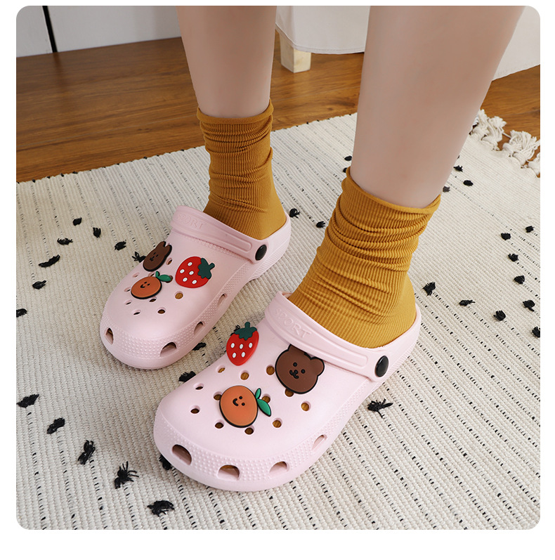 2022 New Summer Hollow out Shoes Women's Slippers Beach Shoes Flat Heel Hollow out Cartoon Breathable Closed Toe Women's Sandals