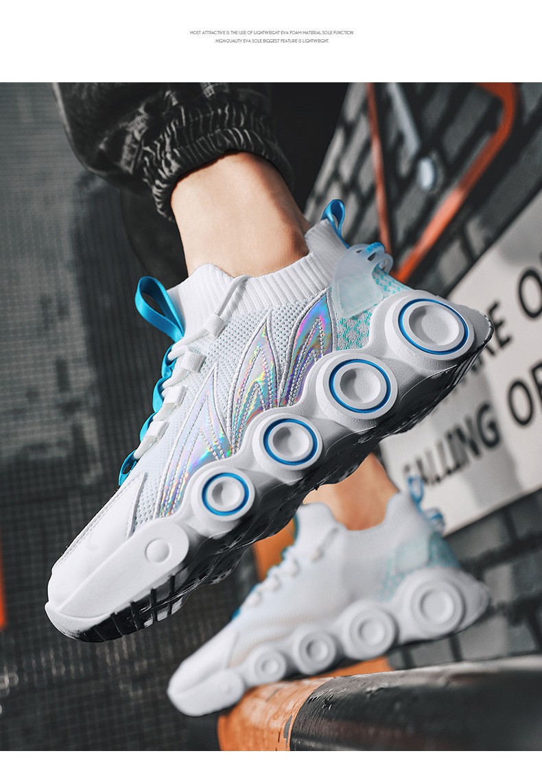 Hot Wheels Casual Shoes Winter New Men's Sports Shoes Fashion Korean Style Height-Increasing Fashion Shoes Flying Woven Men's Breathable Shoes