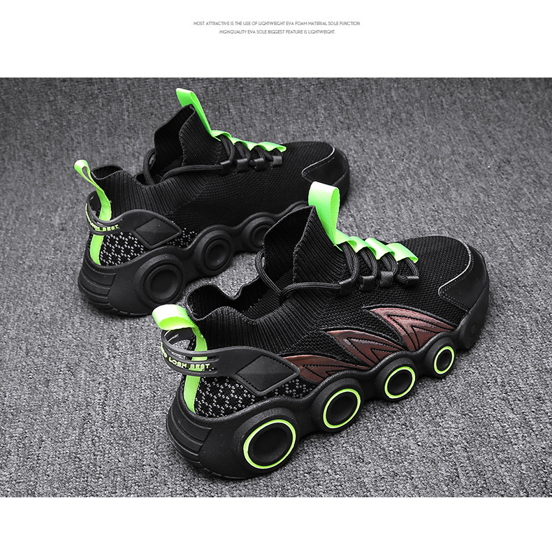Hot Wheels Casual Shoes Winter New Men's Sports Shoes Fashion Korean Style Height-Increasing Fashion Shoes Flying Woven Men's Breathable Shoes