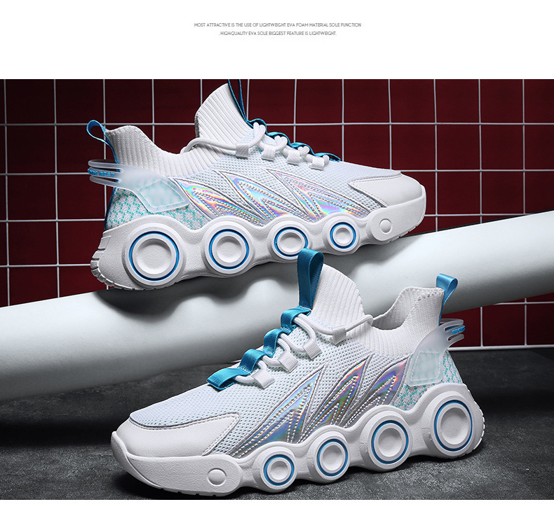 Hot Wheels Casual Shoes Winter New Men's Sports Shoes Fashion Korean Style Height-Increasing Fashion Shoes Flying Woven Men's Breathable Shoes