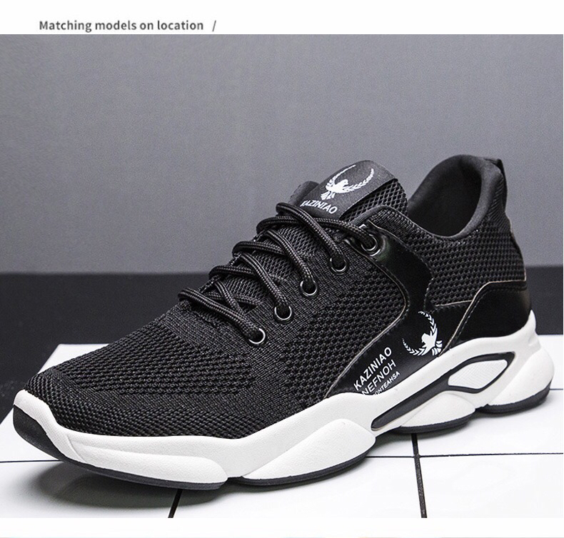 2020 New Men&#039;s Shoes Flying Woven Breathable Casual Running Shoes Men&#039;s Mesh Sports Shoes Comfortable Lace-up Trend