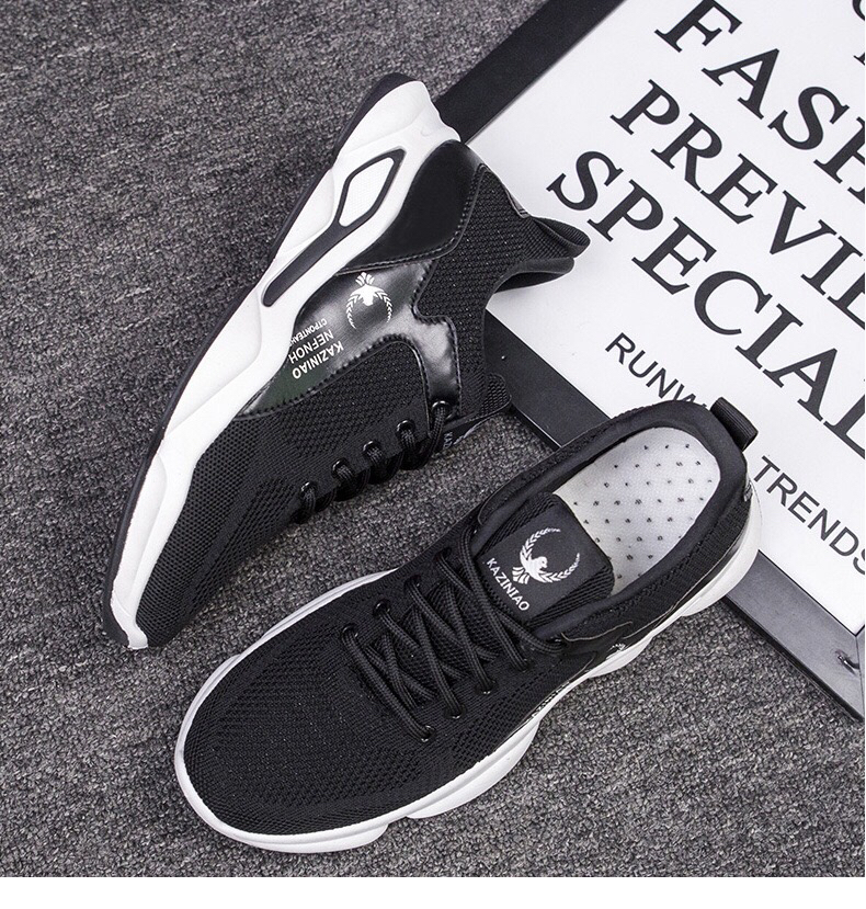 2020 New Men's Shoes Flying Woven Breathable Casual Running Shoes Men's Mesh Sports Shoes Comfortable Lace-up Trend