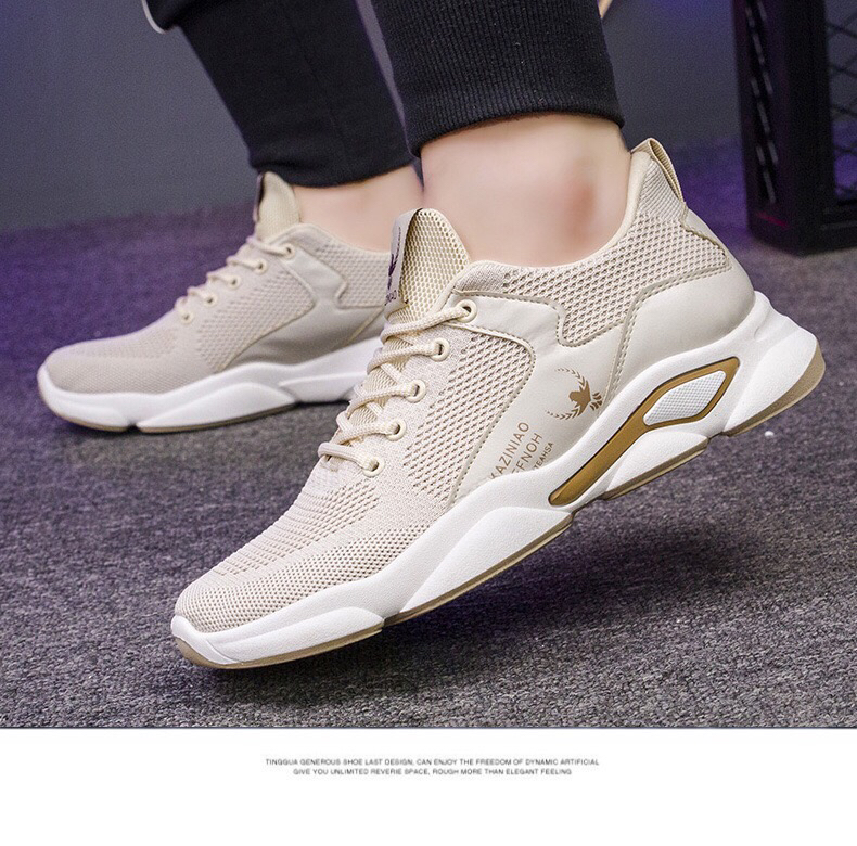 2020 New Men's Shoes Flying Woven Breathable Casual Running Shoes Men's Mesh Sports Shoes Comfortable Lace-up Trend
