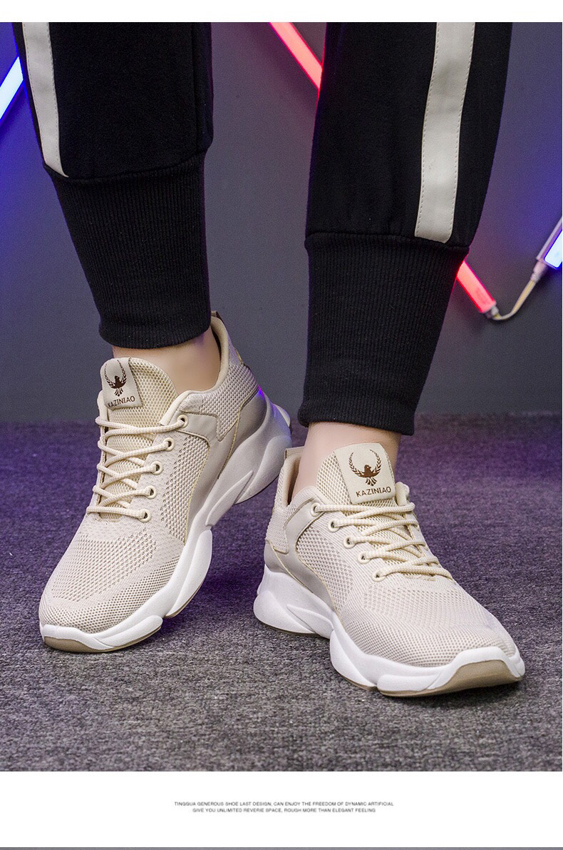 2020 New Men's Shoes Flying Woven Breathable Casual Running Shoes Men's Mesh Sports Shoes Comfortable Lace-up Trend