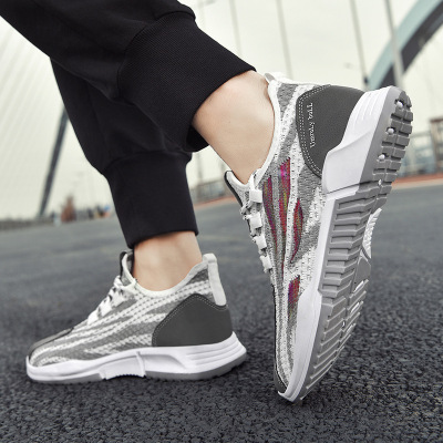 Fashionable Korean Casual Running Shoes 2021 Spring New Flying Woven Breathable Fashionable Shoes Men&#039;s Sports Shoes Men&#039;s Shoes