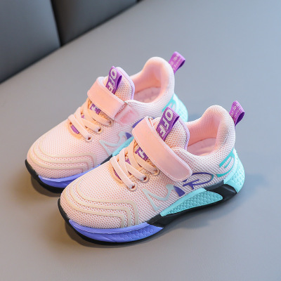 Autumn 2020 New Color Matching Trend Web Celebrity Running Shoes for Boys Korean Girls Pink Sports Shoes for Children