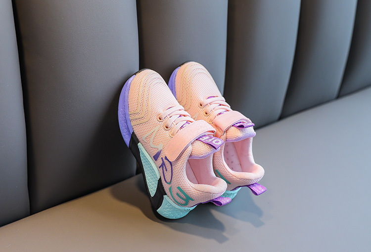 Autumn 2020 New Color Matching Trend Web Celebrity Running Shoes for Boys Korean Girls Pink Sports Shoes for Children
